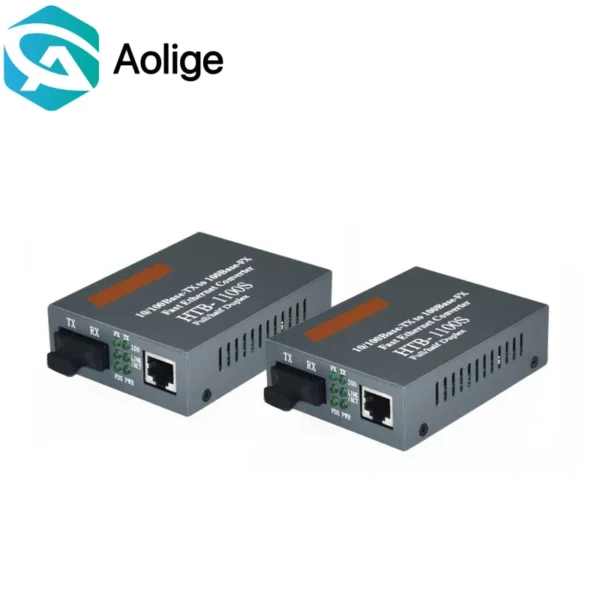 Optical Media Converter HTB-1100S 25 km 10/100 Mbps RJ45 Singlemode Single Fiber TX RX SC 1550nm